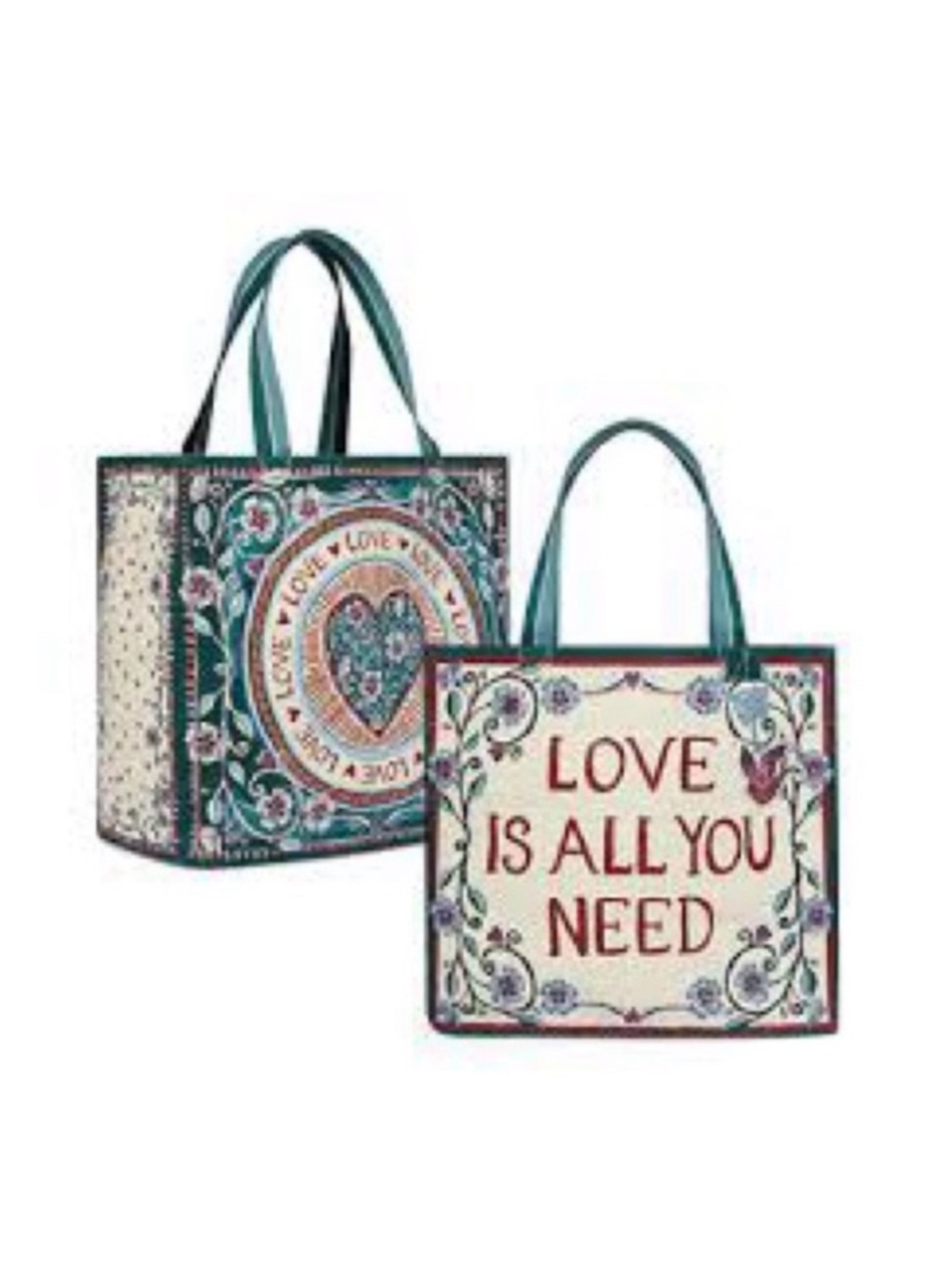 BRIGHTON Love Is All You Need Floral Tote Bag - Cream & Teal - Picture 7 of 9